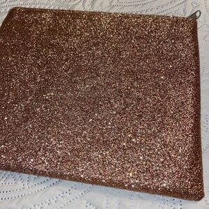 NWOT Glittery Rose Gold Makeup Bag